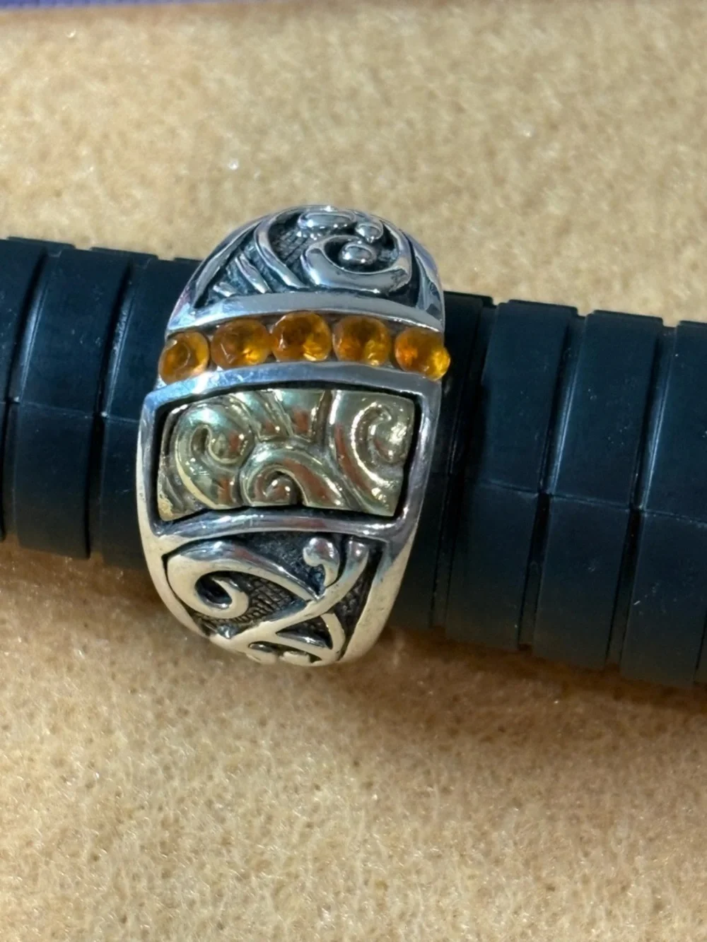 Sterling and 18k gold ring with citrine - Picture 5 of 10